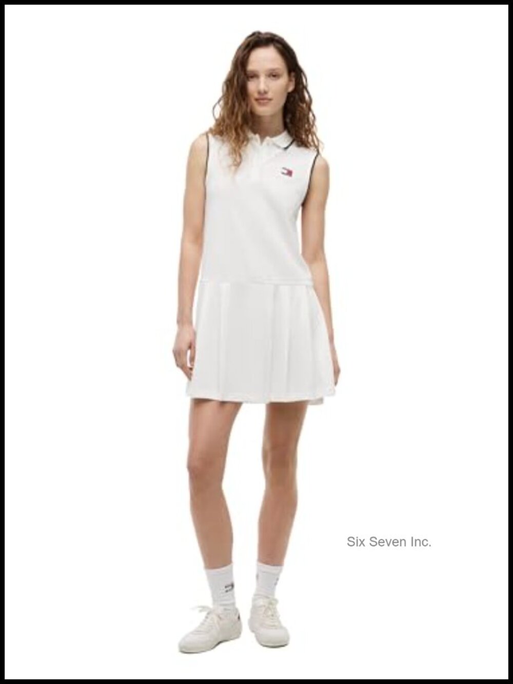 Sleeveless Pleated Cotton Dress Button Front Collared Casual Mini